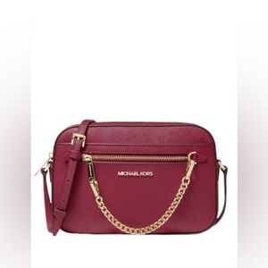 Michael Kors Jet Set Large Saffiano Leather Crossbody Bag Mulberry